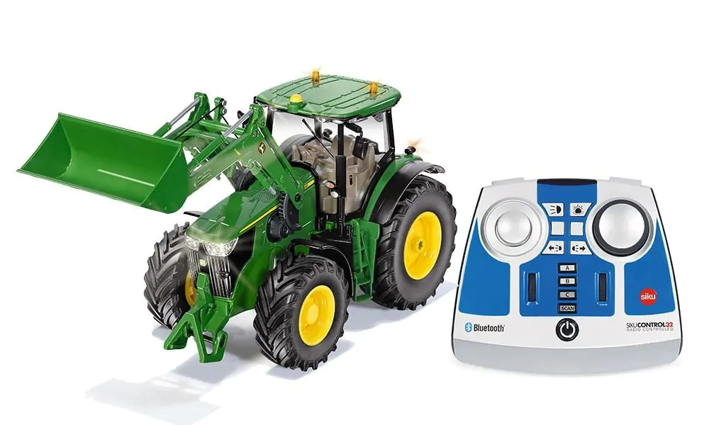 John Deere 7310R z ładowaczem i modułem zdalnego sterowania Bluetooth
