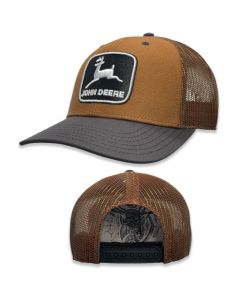 Czapka John Deere brązowa z siatką