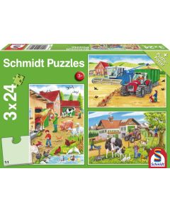 Puzzle Na farmie 3 x 24 elementy