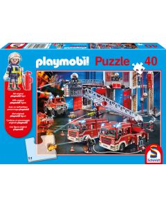 Puzzle Playmobil straż pożarna z figurką, 40 elementów, dla dzieci powyżej 3 lat 