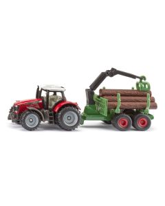 Massey Ferguson z przyczepą leśną