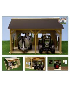 Maszynownia Drewniana dla Dwóch Traktorów - Kids Globe | Diorama, Zabawki