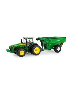 John Deere 8R 340 z przyczepą przeładunkową J&M 875