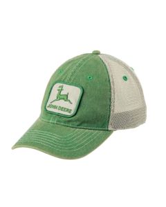 Klasyczna czapka z daszkiem i siatką John Deere - Zielono-Kremowa