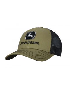 Czapka John Deere dwukolorowa z logo i siatką z tyłu 