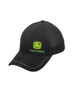 Czarna czapka John Deere z daszkiem z siateczką i haftowanym logo  MCL201915011