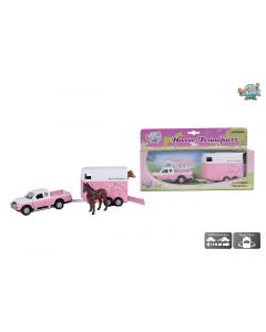 Mitsubishi L200 z przyczepą dla koni - Kids Globe | Zabawki dla Dzieci