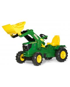 Traktor na pedały John Deere 6210R z ładowaczem i ogumieniem rollyFarmtrac R61110 Rolly Toys