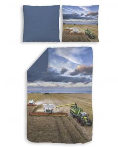 Pościel Claas Lexion, widok na pole i maszyny - bawełna