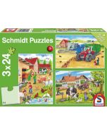 Puzzle Na farmie 3 x 24 elementy Schmidt Spiele – zabawa dla dzieci
