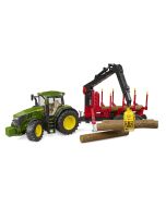 John Deere 7R 350 z przyczepą do drewna Bruder 1:16