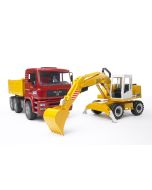 Wywrotka MAN TGA z koparką Liebherr Bruder 1:16