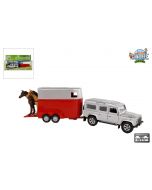 Land Rover Defender z przyczepą dla koni - Kids Globe | Zabawki dla Dzieci