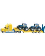 Ciężarówka z dwoma ciągnikami New Holland na naczepie Siku 1:87 1805