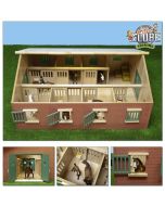 Makieta Drewniana Stajnia dla Koni z 7 Boksami - Kids Globe | Diorama, Zabawki