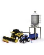 Zestaw kombajnu New Holland Harvester CR 90.90 wraz z modelem Traktora T7.270, przyczepą i silosem w skali 1:32 od renomowanej firmy NewRay