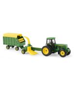 Ciągnik John Deere 4960 z sieczkarnią i przyczepą 1:64 – model Ertl