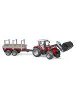 Massey Ferguson 7480 z ładowaczem i przyczepą do drewna Bruder 1:16 02046